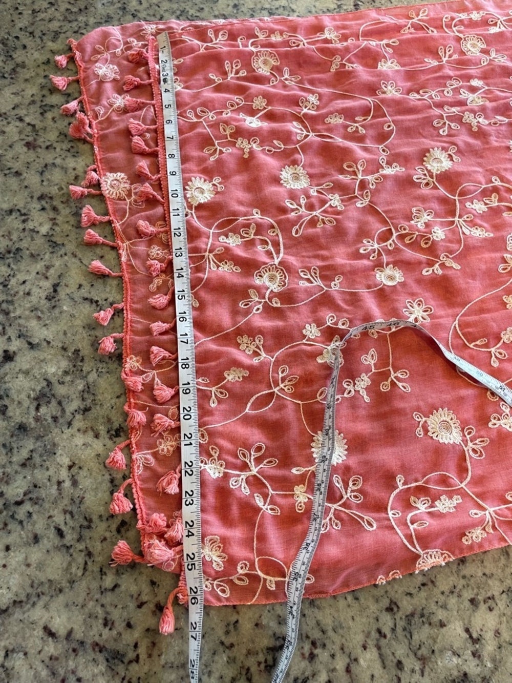 New 100% cotton coral Embroidered swim coverup/wrap or Scarf - Picture 7 of 7